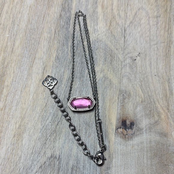 Kendra Scott Silver Necklace with Pink Pendant - Picture 4 of 8